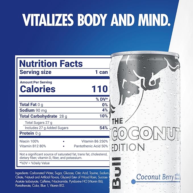 Red Bull Coconut Edition Coconut Berry Energy Drink, 8.4 Fl Oz, 24 Cans