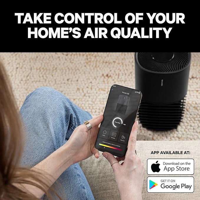 PuroAir 130i Smart Air Purifiers for Home Large Rooms - Covers Up To 600 Sq Ft - Filters Up To 99.9% of Pollutants, Smoke, Pollen, Dust - Quiet Air Filter - Air Purifiers for Bedroom (2 Pack)