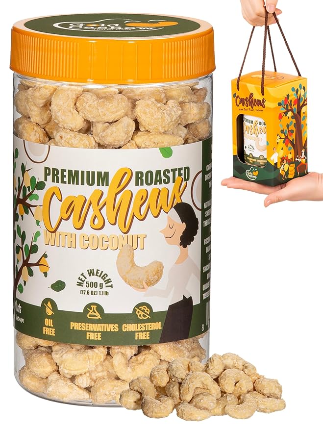 Gold Cashew Coconut Cashews - Snacks for Adults, Whole Nuts (No Mixed), Oil-Free, Healthy Foods, Natural flavor, Promote Healthy digestion, Great for On The Go Snacking, 17.64 oz (Pack of 1)
