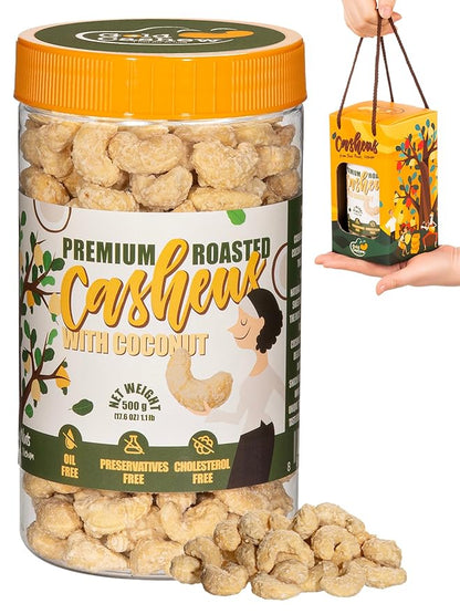 Gold Cashew Coconut Cashews - Snacks for Adults, Whole Nuts (No Mixed), Oil-Free, Healthy Foods, Natural flavor, Promote Healthy digestion, Great for On The Go Snacking, 17.64 oz (Pack of 1)