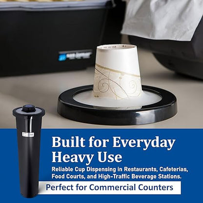 San Jamar One-Size-Fits-All Ez-Fit In-Counter Cup Dispenser Fits 8-46 Oz Cups with Interchangeable Gaskets for Restaurants, Dining Halls, and Fast Food, Plastic, 18 Inches, Black