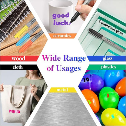 Teling 288 Pcs 12 Colors Permanent Markers Fine Colored Markers Assorted Colors Marker Pens Waterproof Works on Paper, Plastic, Wood, Metal and Glass for Adult Coloring Doodling