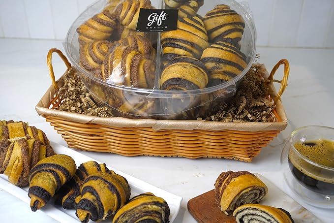 Taste of Home Rugelach Gift Basket – Premium Chocolate & Cinnamon Pastries, Croissant-Style Assorted Variety – Special Occasion Bakery Treat for Holidays, Birthdays, Sympathy, Shiva, Corporate & Thank You Gifts