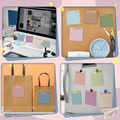 Yinder 24 Pcs Inspirational Sticky Notes Christmas Stocking Stuffers Motivational Sticky Notes Pad Employee Appreciation Gift Bulk for Teacher Nurse Coworker Office 3 x 3''(Appreciation,Morandi Color)