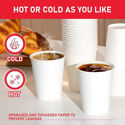 1000 Pack 8 oz Paper Cups, Disposable Coffee Cups, White Hot/Cold Beverage Drinking Cups for Water, Coffee, or Juice, Perfect for office, Party, Home