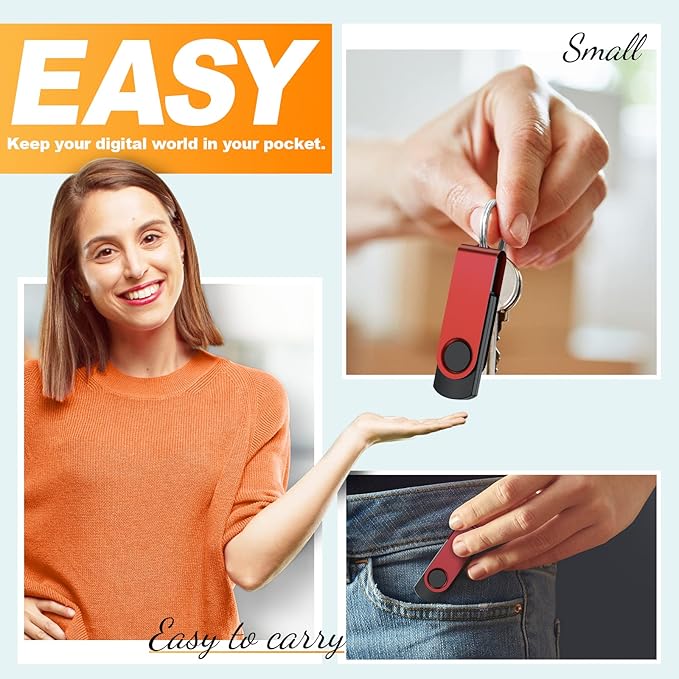 Flash Drive 32 GB 10 Pack Thumb Drive 32GB USB Memory Stick Kepmem USB Drive Portable USB 2.0 Pendrive Metal Jump Drive Swivel USB Stick Red Zip Drive with 10pcs Ropes Data Storage