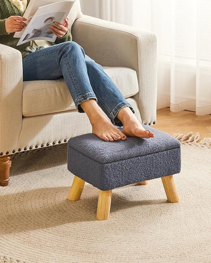 YMYNY Storage Ottoman, Footstool, Small Foot Stool with Sturdy Wood Legs Stool, Foot Rest with Padded Seat, for Living Room Bedroom Couch Enterway 15.75''D×11.81" W×11.02" H Blue UHBD042BU