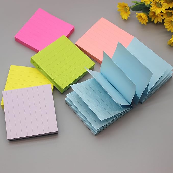 Pop Up Sticky Notes 3x3, Easy Post Pop Up Notes Refill, Lined Accordion Style Self-Sticky Note Pads,600 Sheet Assorted Color Sticky Notes with Lines, School & Office Accessories