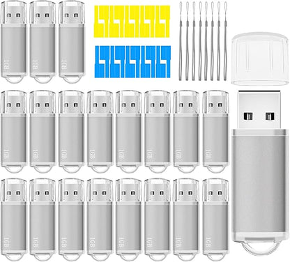 1GB USB 2.0 Flash Drive 20 Pack Nicepicten USB Thumb Drive Sliver 1GB Pendrive Memoria USB Memory Stick Jump Drive Zip Drive USB Key for Data Storage with 20PCS Lanyards