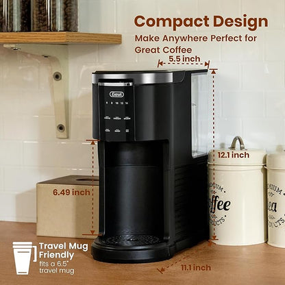 Gevi Single Serve Coffee Maker for K Cup and Ground Coffee, Pod Coffee Maker with 40oz Water Reservoir, 6 to 14 oz. Brew Sizes, Black