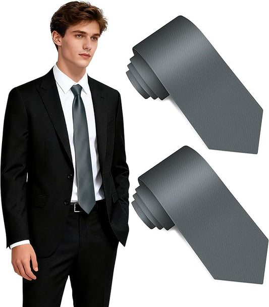 Fineknot Black Ties for Men, Formal Neckties for Men, Solid Color Mens Ties for Business, Wedding, Party, Mens Neck Tie