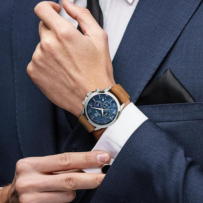BY BENYAR Mens Watches Analog Quartz Chronograph Waterproof Wrist Watches for Men Fashion Business Work Casual Sport Designer Dress Watch with Calendar Elegant Gifts for Men