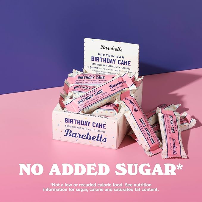 Barebells Protein Bars Birthday Cake - 12 Count, Pack of 2 - Protein Snacks with 20g of High Protein - Chocolate Protein Bar with 1g of Total Sugars - On The Go Protein Snack & Breakfast Bars…