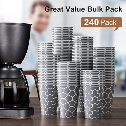 Coffee Cups 12 oz Paper Cups 240 Pack, Disposable Coffee Cups 12 oz Hot Cup, Disposable Cups Paper Insulated Cup for Cold Hot Drinks