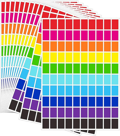 5000 Colored Rectangular Labels - 1/2" x 3/4" - 10 Color Coding Stickers - 0.5 x 0.75 Inch Garage Sale Price Dot Stickers - Perfect for Offices, Student Classroom, Library