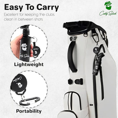 Caddy Splash Golf Club Brush Cleaner with Water - Heavy Duty Retractable Clip- Squeeze Bottle for Easy Cleaning with Nylon Bristles- Holds 4 Oz Water - Golf Accessories for Men- USA Company