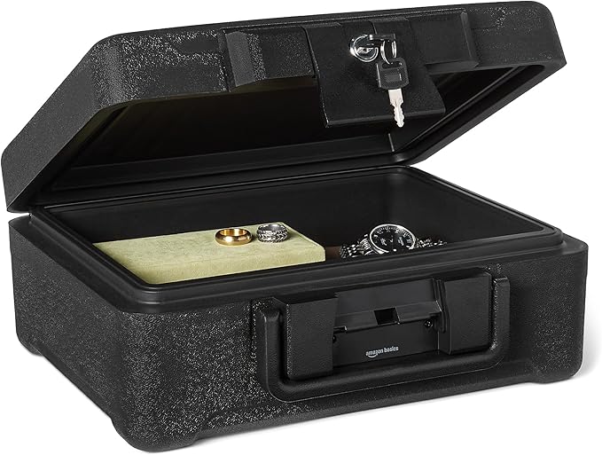 Amazon Basics Fire Chest with Mechanical Key, 0.22 cu. ft, Black