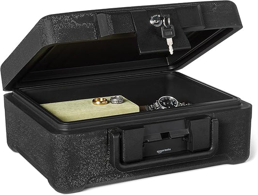 Amazon Basics Fire Chest with Mechanical Key, 0.22 cu. ft, Black