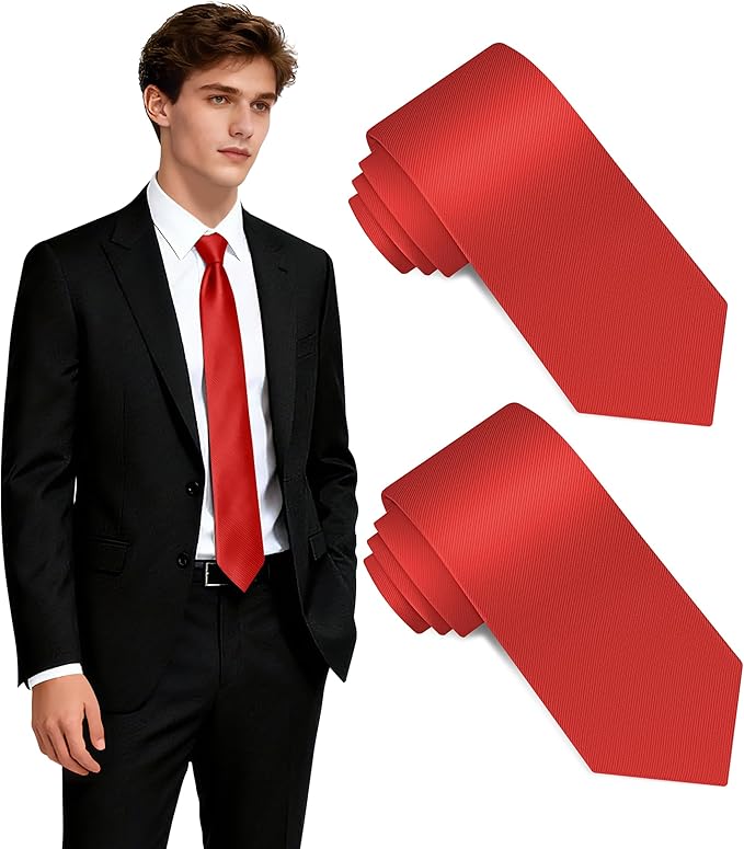 Fineknot Black Ties for Men, Formal Neckties for Men, Solid Color Mens Ties for Business, Wedding, Party, Mens Neck Tie