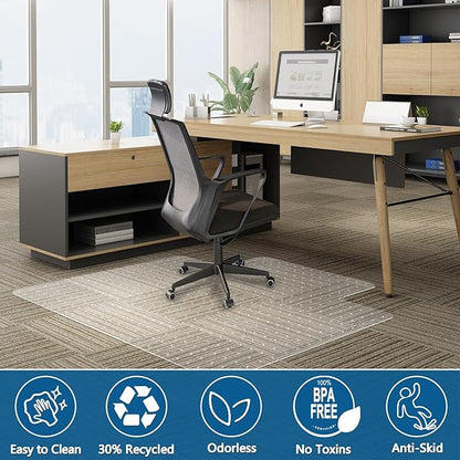 Office Chair Mat for Carpet, 45" x 53" Low Pile Carpet Protector Mat for Office Chair, Under Desk Office Mats for Rolling Chairs, Easy Glide, with Lip