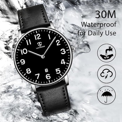 BEN NEVIS Watch, Mens Watch, Minimalist Fashion Simple Wrist Watch Analog Date with Leather Strap