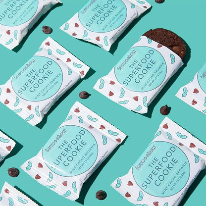 Love + Chew Superfood Soft Baked MINI Cookies, Mint Cacao Brownie Flavor, Plant Based Cookie Made With Almonds & Dark Chocolate for Kids and Adults, Vegan Snacks, Gluten Free, Paleo, Non GMO, 18 Pack