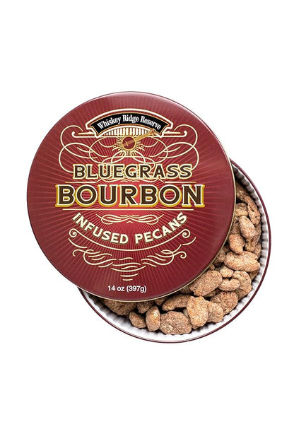 Flavored Pecans in Tin Box - Great Gift, Snack Nuts, Whiskey, Liquor Nuts, Gift Basket for Men - 14 Oz