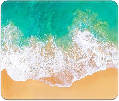 Square Mouse Pad with Stitched Edge, Premium Mousepad Washable Cloth. Computer Mouse Pad with Non-Slip Rubber Base, Mouse Pads for Computers Laptop Mouse 9.25x7.75x0.12 inch-Beach2