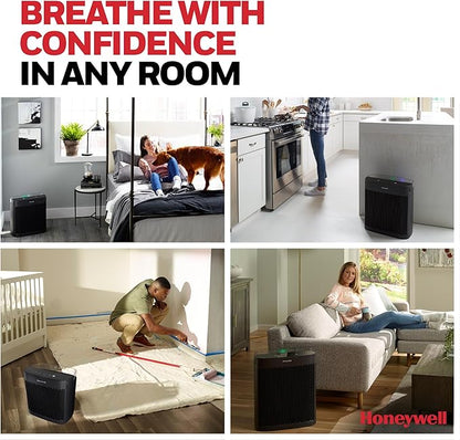 Honeywell Allergen Plus HEPA Air Purifier for Home Large Rooms up to 2400 Ft², Air Quality Monitor, Auto Mode, Reduces Allergens, Pollen, Pet Dander, Odors, Smoke, Black, HPA5300B