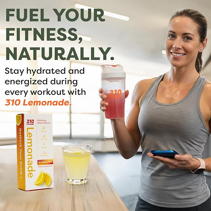 310 Nutrition Daily Energy & Hydration Holiday Gift Box Starter Kit - Includes 6 Servings of Lemonade and 6 Servings Hydrate Variety with Shaker Cup