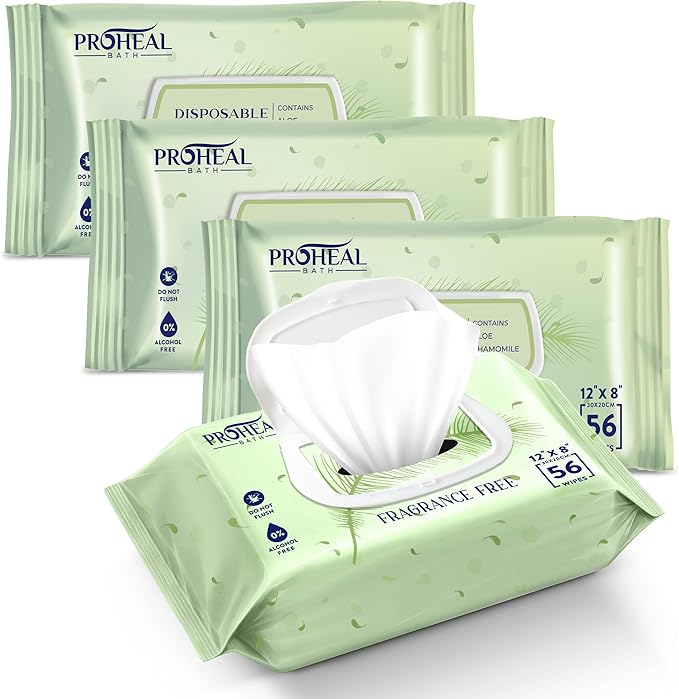X Large Wet Wipes for Adults - 4 Packs of 56 [224 Count] Disposable Incontinence Wipes, 12" x 8" Adult Wipes for Elderly - Personal Body Wipes for Women and Men, Pre Moistened Adult Washcloths