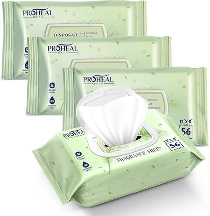 X Large Wet Wipes for Adults - 4 Packs of 56 [224 Count] Disposable Incontinence Wipes, 12" x 8" Adult Wipes for Elderly - Personal Body Wipes for Women and Men, Pre Moistened Adult Washcloths