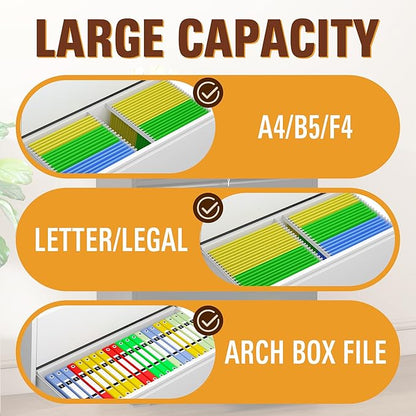 4-Drawer Lateral File Cabinet with Lock, Black Metal Filing Cabinet for Office or Home – Secure Storage for Letter/Legal/A4/F4 Documents, Easy to Assemble Locking File Organizer (White, 4 Drawer-52"H)