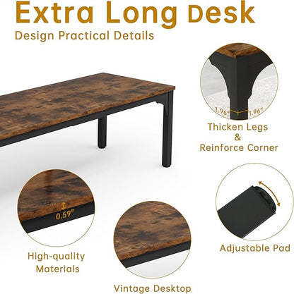 13FT Conference Table, Super Sturdy Large Rectangle Meeting Seminar Table for 10-14 Person, Long Business Tables, 2 Pcs Brown