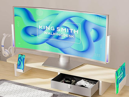 55x24 Inches Electric Standing Desk with Drawer and Monitor Stand, Height Adjustable Stand up Desk for Home Office, Ergonomic Sit to Stand Table with Phone Holder, 3 Hooks, Oak