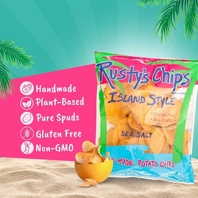 Rusty’s Chips - Handmade Healthy Crunchy Potato Chips, Gluten Free Snacks - No Preservatives, Non-GMO, Vegan, Seed Oil Free, Healthy Snacks for Adults – 3 oz (12 Snack Packs)