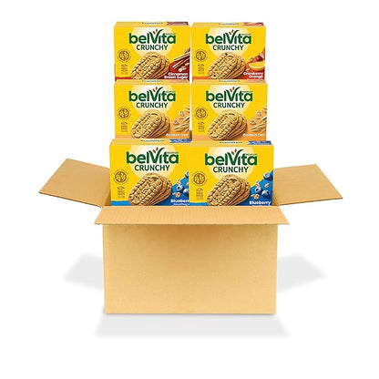 belVita Breakfast Bars Biscuits Variety Pack, 4 Flavors, 30 Total Packs, 6 Boxes (4 Biscuits Per Pack)