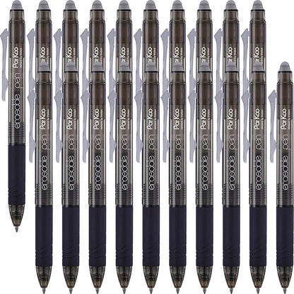 ParKoo 20 Pack Retractable Erasable Gel Pens Clicker, Fine Point 0.7 mm, Make Mistakes Disappear, Black Pens for Writing, Journaling and Crossword Puzzles