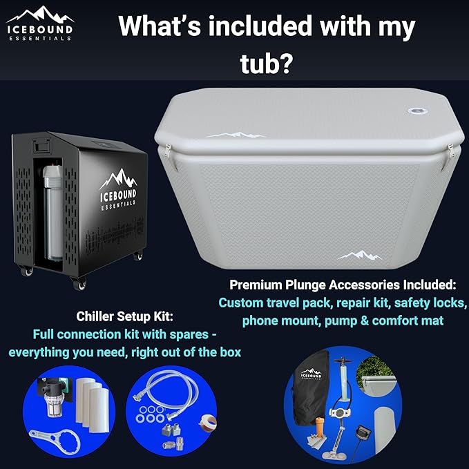 Cold Plunge Tub with Water Chiller - 1HP Efficient Hot and Cold Water Chiller for Ice Bath - Premium Ice Bath Tub with Chiller - WiFi - Filter - Ozone/UV - Ice Bath with Chiller