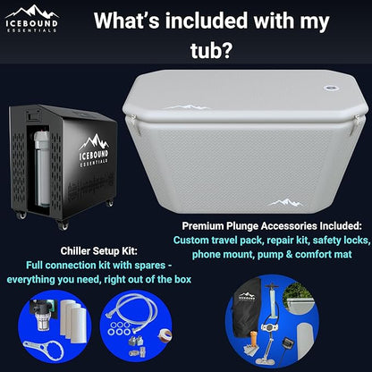 Cold Plunge Tub with Water Chiller - 1HP Efficient Hot and Cold Water Chiller for Ice Bath - Premium Ice Bath Tub with Chiller - WiFi - Filter - Ozone/UV - Ice Bath with Chiller