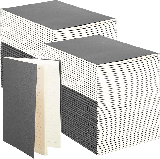 Mimorou 100 Pcs Kraft Notebook Journals 5.5 Inch x 8.3 Inch A5 Softcover Notebooks Bulk for Writing Sketch Office Notepad with 60 Pages 30 Sheets (Multicolor,Lined)(Grey,Lined)