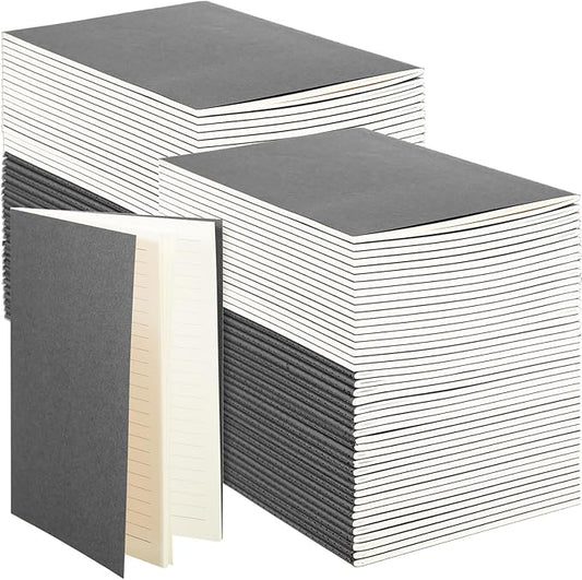 Mimorou 100 Pcs Kraft Notebook Journals 5.5 Inch x 8.3 Inch A5 Softcover Notebooks Bulk for Writing Sketch Office Notepad with 60 Pages 30 Sheets (Multicolor,Lined)(Grey,Lined)