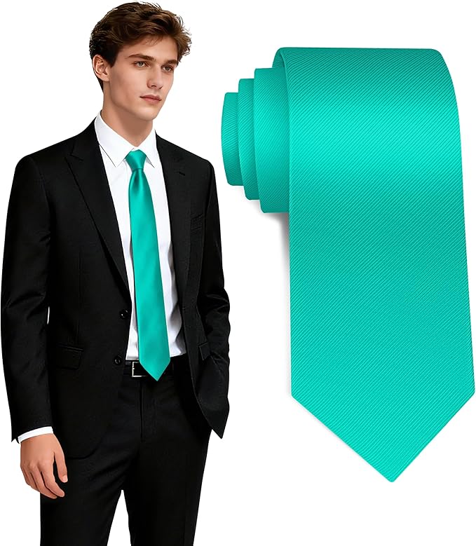 Fineknot Black Ties for Men, Formal Neckties for Men, Solid Color Mens Ties for Business, Wedding, Party, Mens Neck Tie