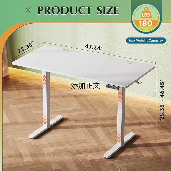 DEVAISE 55 x 28 Inch Whole Piece Standing Desk, Seamless Desktop Electric Standing Desk, Office Computer Desk with Adjustable Height, 3 Preset Memory Sit Stand up Desk for Home, Office (White)