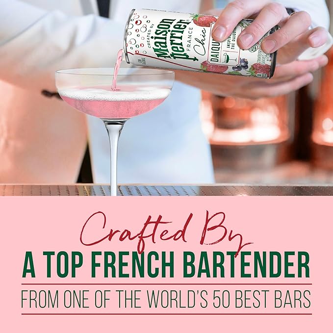 Maison Perrier Chic Daiqui’Red Strawberry and Red Fruits Flavored Sparkling Beverage, Low Calorie, Mocktail, 24-Pack