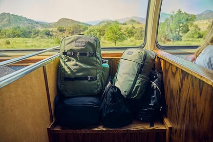 JanSport Venture Pack System – Travel Pack With Large Main Compartment, 4 Water Bottle Pockets, Adjustable Torso Length, Perimeter Wireframe Suspension, Tuck-Away Straps, Padded Hip Belt, Cargo Green