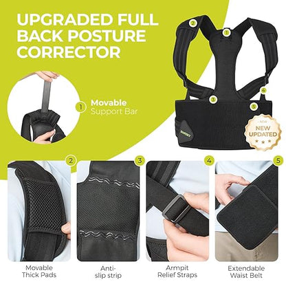 Posture Corrector for Women and Men, Adjustable Upper Back Brace for Posture Hunchback Support and Providing Pain Relief from Neck, Shoulder, and Upper Back (1, Large/XL)