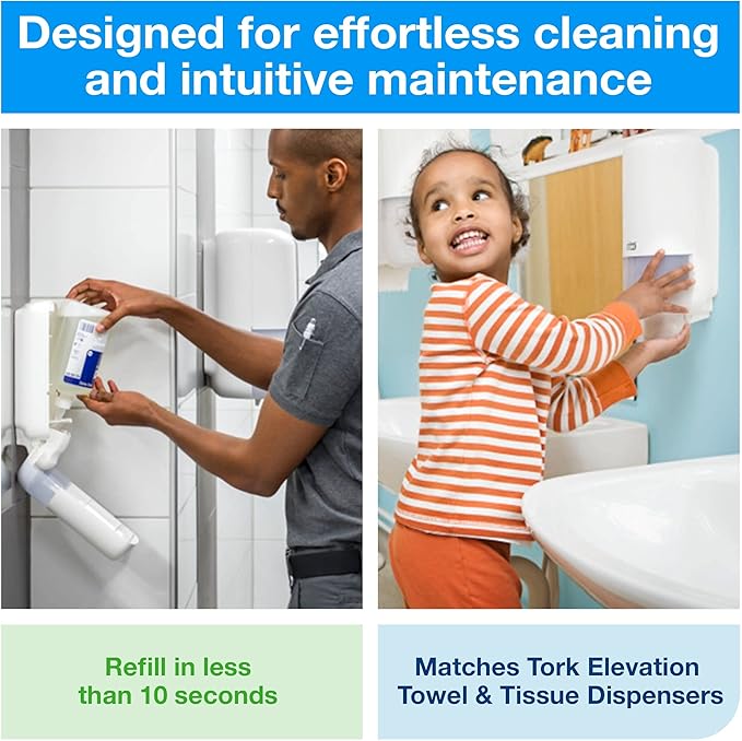 Tork Liquid Skincare Dispensers for Liquid Soap and Hand Sanitizer Black S1, Economical, Elevation Range, 570028A (Pack of 6)