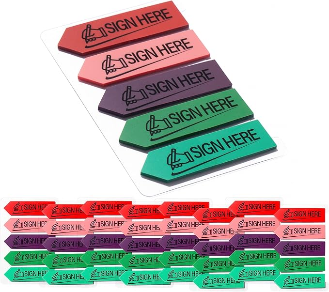 800 Sheets Sign Here Index Marker, Assorted Colors Sign Here Tabs Sign Post Here Index, Flags Vital Signs Sticky Notes for documents notebooks Contracts, Books,Files or Notary Supplies