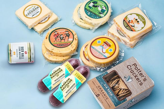 Cheese Bros. World's Cheesiest Dad Father's Day Deluxe Gift Box | Wisconsin | Includes Italian Fratello, Gouda, Aged Cheddar, Classic Mustard, Artisan Salami and Crackers | Great Food Gifting Idea!…